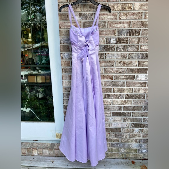 Lilac/Lavender Vintage 90s Princess Barbiecore Prom Dress- Repaired - Picture 7 of 11